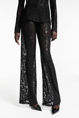 Pantalon wideleg dentelle - Noir