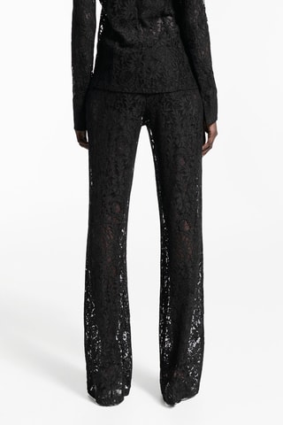 Pantalon wideleg dentelle - Noir
