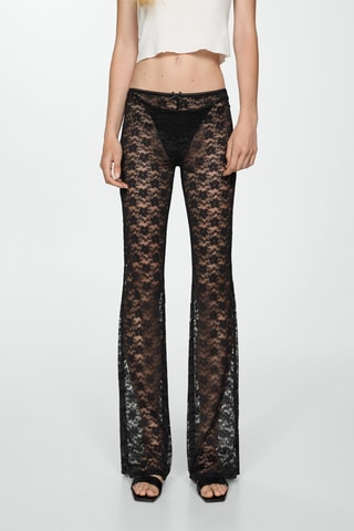 Pantalon droit dentelle - Noir