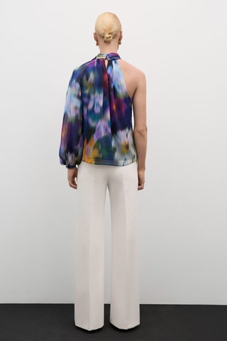 Blouse asymétrique imprimée - Bleu