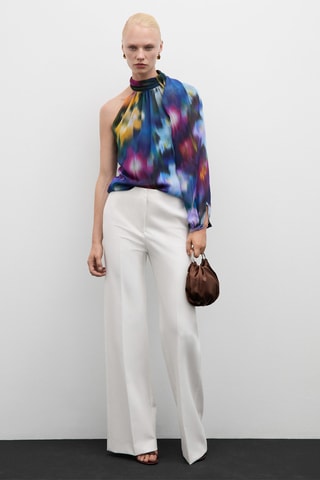 Blouse asymétrique imprimée - Bleu