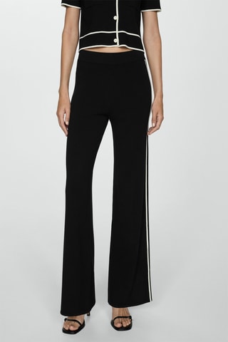Pantalon maille rayure contrastante - Noir