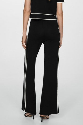 Pantalon maille rayure contrastante - Noir