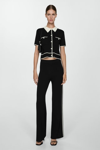 Pantalon maille rayure contrastante - Noir