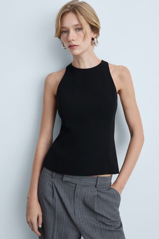 Crop top bretelles larges - Noir