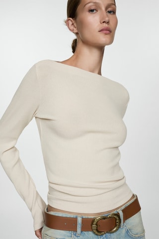 T-shirt maille manches longues - Sable