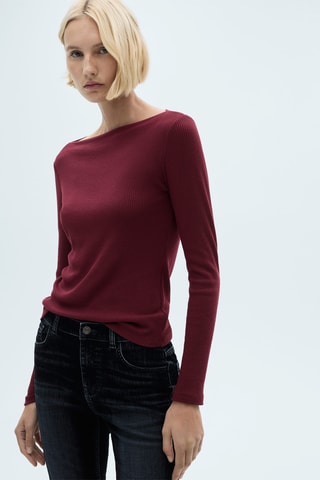 T-shirt maille manches longues - Bordeaux