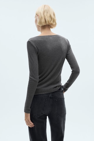 T-shirt maille manches longues - Gris foncé chiné