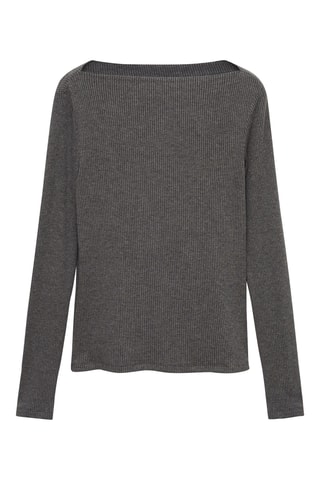 T-shirt maille manches longues - Gris foncé chiné