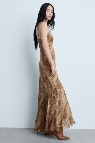 Robe gaze en imprimé serpent - Marron