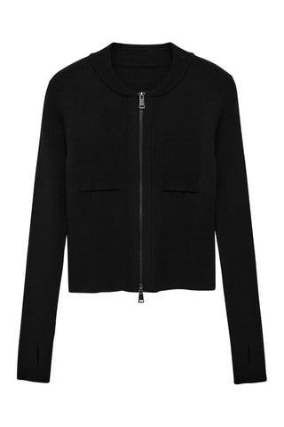 Veste en maille fine fermeture Éclair - Noir