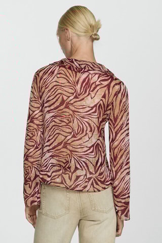 Blouse imprimée à volants - Bordeaux et beige