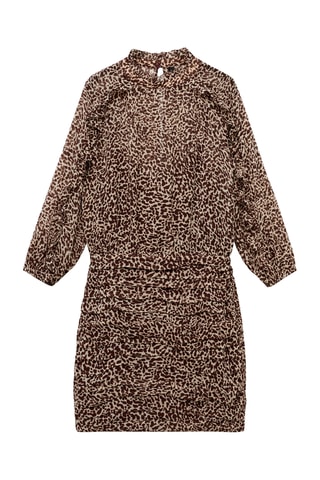 Robe drapée imprimé léopard - Marron