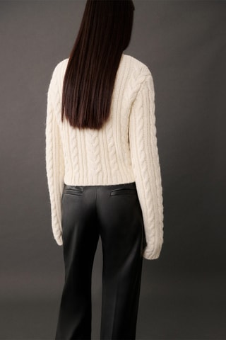Cardigan maille torsadée boutons - Écru
