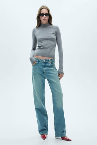 Pull-over col montant - Gris chiné