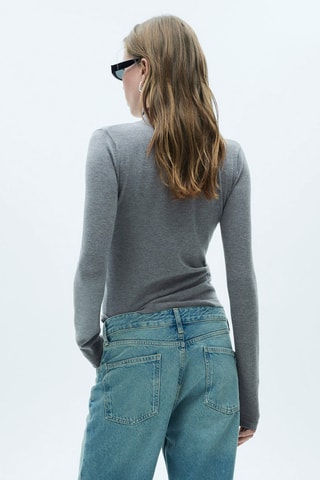 Pull-over col montant - Gris chiné