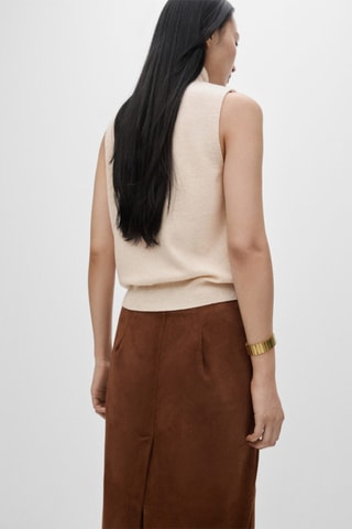 Top 100 % laine à col roulé - Beige