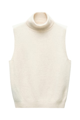 Top 100 % laine à col roulé - Beige