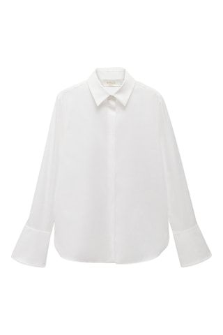 Chemise coton manches cloche - Blanc