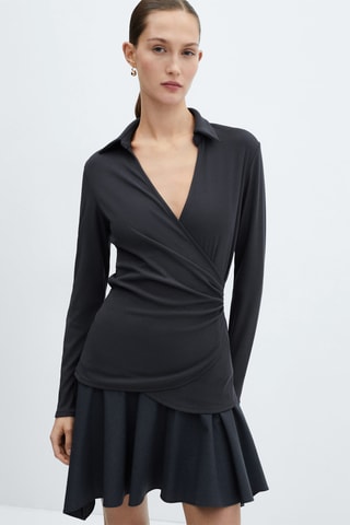 Blouse croisée col V - Anthracite