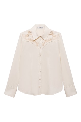 Chemise ajustée broderies décoratives - Écru