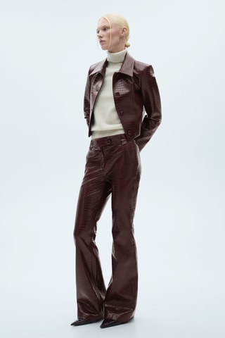 Pantalon flare effet serpent - Bordeaux