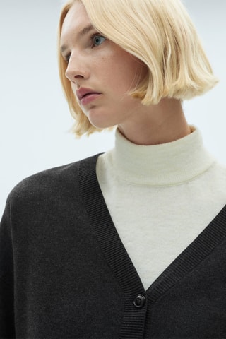 Cardigan maille col V - Gris foncé chiné