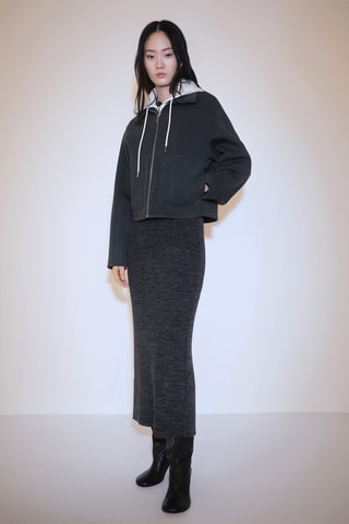 Jupe fendue maille - Gris