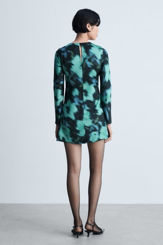 Robe courte imprimée - Noir et vert