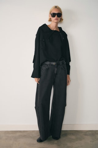 Jean wideleg loose taille basse - Noir