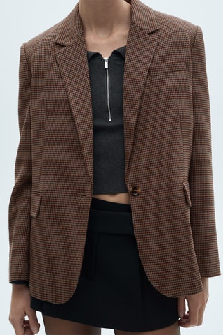 Blazer carreaux pied-de-poule - Marron