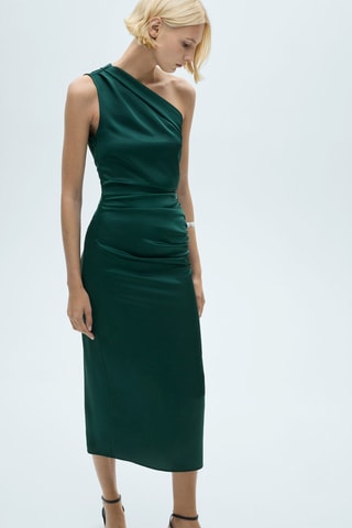 Robe asymétrique froncée - Vert