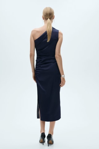 Robe asymétrique froncée - Bleu nuit