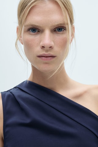 Robe asymétrique froncée - Bleu nuit
