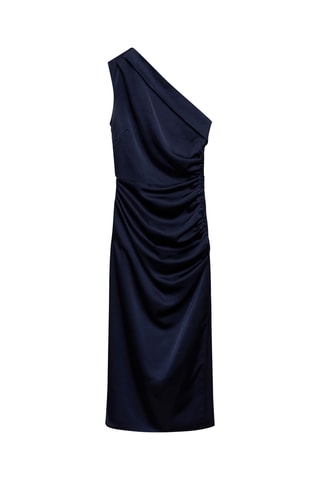 Robe asymétrique froncée - Bleu nuit