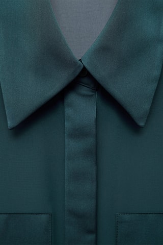 Chemise gaze empiècements satinés - Bleu nuit