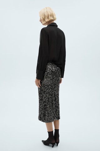 Chemise gaze empiècements satinés - Noir