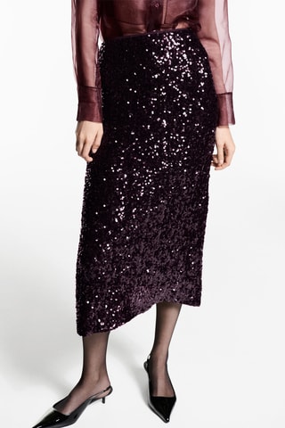 Jupe midi sequins - Bordeaux