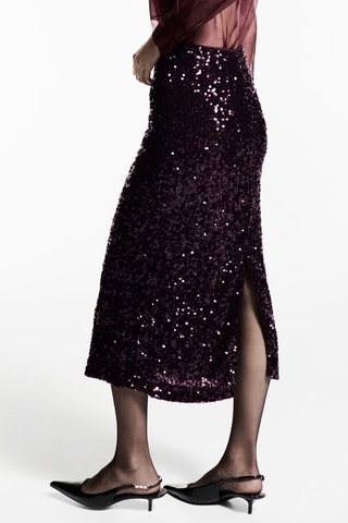 Jupe midi sequins - Bordeaux