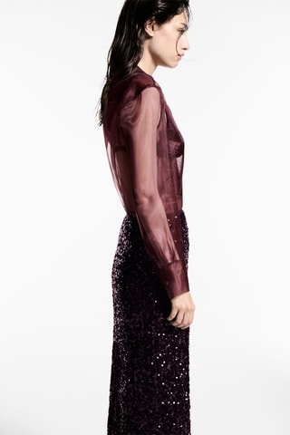 Jupe midi sequins - Bordeaux