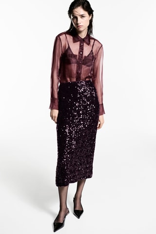 Jupe midi sequins - Bordeaux