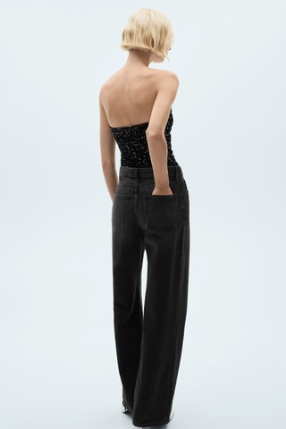 Body paillettes encolure coeur - Noir