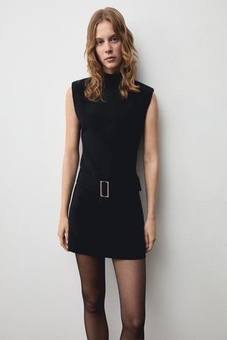 Robe courte ceinture - Noir