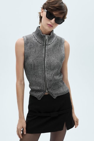 Gilet foil col montant - Argenté