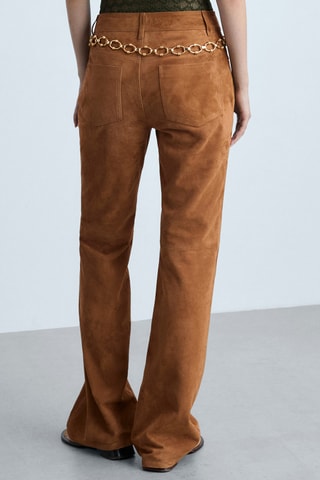 Pantalon droit en cuir - Marron