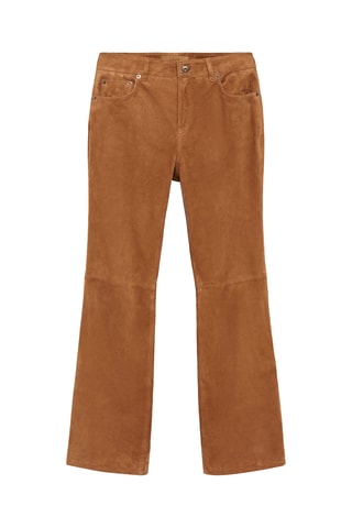 Pantalon droit en cuir - Marron