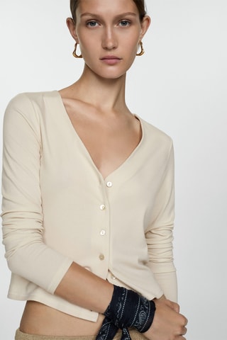 T-shirt Lyocell boutons - Beige