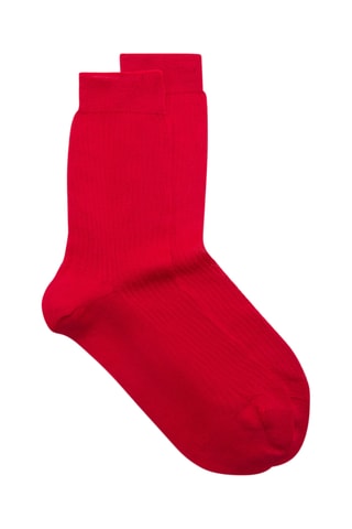 Chaussettes coton maille côtelée - Rouge