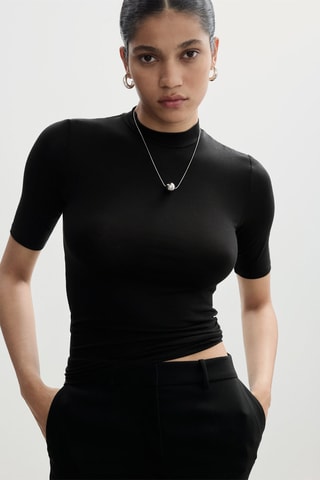 T-shirt manches courtes maille - Noir