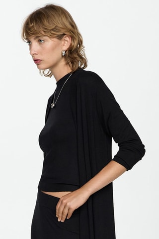Cardigan long maille fine - Noir